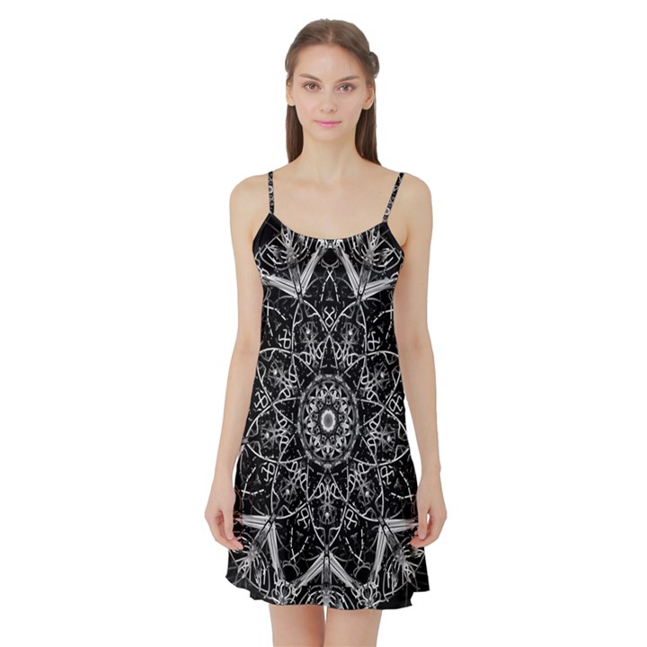 Black And White Pattern Satin Night Slip