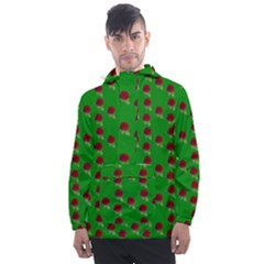 Rose In Green Men s Front Pocket Pullover Windbreaker by snowwhitegirl