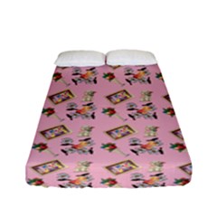 Robin Art Pink Pattern Fitted Sheet (full/ Double Size) by snowwhitegirl