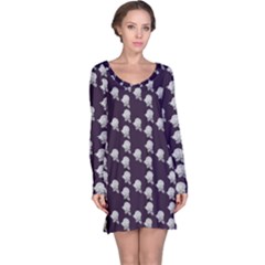 White Rose In Purple Long Sleeve Nightdress by snowwhitegirl