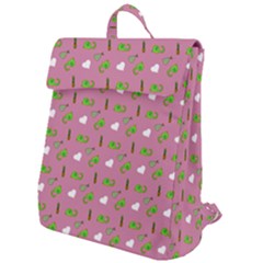 Green Elephant Pattern Mauve Flap Top Backpack by snowwhitegirl