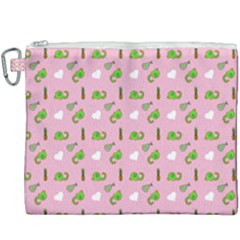 Green Elephant Pattern Pink Canvas Cosmetic Bag (xxxl) by snowwhitegirl