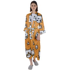 Cute Simple Orange Cat Seamless Pattern Maxi Satin Kimono by Sobalvarro