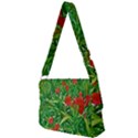 Red Flowers And Green Plants At Outdoor Garden Full Print Messenger Bag (L) View2