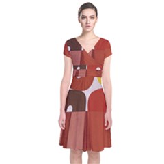 Sophie Taeuber Arp, Composition À Motifs D arceaux Ou Composition Horizontale Verticale Short Sleeve Front Wrap Dress by Sobalvarro