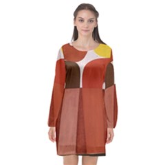 Sophie Taeuber Arp, Composition À Motifs D arceaux Ou Composition Horizontale Verticale Long Sleeve Chiffon Shift Dress  by Sobalvarro