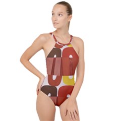 Sophie Taeuber Arp, Composition À Motifs D arceaux Ou Composition Horizontale Verticale High Neck One Piece Swimsuit by Sobalvarro