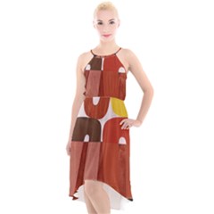 Sophie Taeuber Arp, Composition À Motifs D arceaux Ou Composition Horizontale Verticale High-low Halter Chiffon Dress  by Sobalvarro