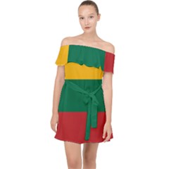 Lithuania Flag Off Shoulder Chiffon Dress by FlagGallery