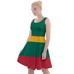 Lithuania Flag Knee Length Skater Dress by FlagGallery