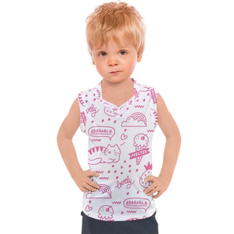 Cute Girly Seamless Pattern Kids  Sport Tank Top by Vaneshart