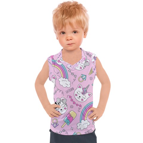 Beautiful Cute Animals Pattern Pink Kids  Sport Tank Top by Vaneshart