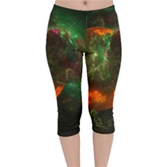 Space Cosmos Galaxy Universe Sky Velvet Capri Leggings  by Wegoenart