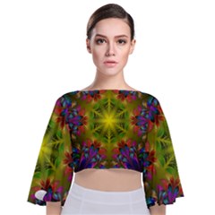 Fractal Abstract Background Pattern Tie Back Butterfly Sleeve Chiffon Top by Wegoenart