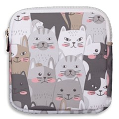 Cute Cats Seamless Pattern Mini Square Pouch by Wegoenart