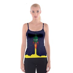 Rocket Halftone Astrology Astronaut Spaghetti Strap Top by Wegoenart