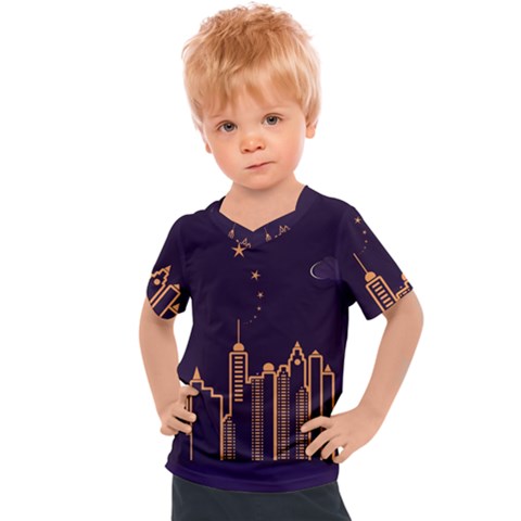 Skyscraper Town Urban Towers Kids  Sports Tee by Wegoenart