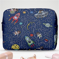 Cat Cosmos Cosmonaut Rocket Make Up Pouch (large) by Wegoenart