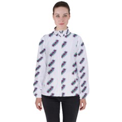 Japan Cherry Blossoms On White Women s High Neck Windbreaker by pepitasart