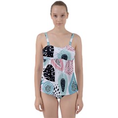 Seamless Pattern With Fruits Twist Front Tankini Set by Nexatart