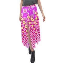 Digital Arts Fractals Futuristic Pink Velour Split Maxi Skirt by Nexatart