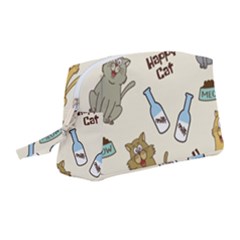 Happy Cats Pattern Background Wristlet Pouch Bag (medium) by Vaneshart