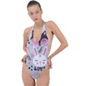 Big Set With Cute Cartoon Animals Bear Panda Bunny Penguin Cat Fox Backless Halter One Piece Swimsuit View1