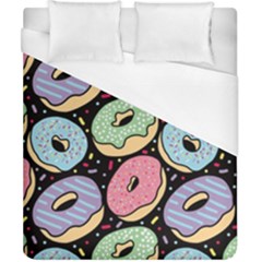 Colorful Donut Seamless Pattern On Black Vector Duvet Cover (california King Size) by Sobalvarro