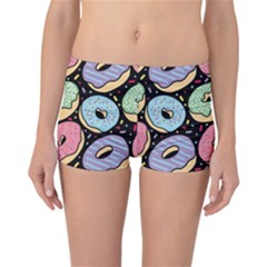 Colorful Donut Seamless Pattern On Black Vector Reversible Boyleg Bikini Bottoms by Sobalvarro