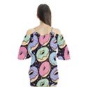 Colorful Donut Seamless Pattern On Black Vector Flutter Tees View2