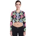 Colorful Donut Seamless Pattern On Black Vector Long Sleeve Zip Up Bomber Jacket View1