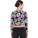 Colorful Donut Seamless Pattern On Black Vector Long Sleeve Zip Up Bomber Jacket View2