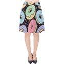 Colorful Donut Seamless Pattern On Black Vector Velvet High Waist Skirt View1