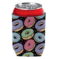 Colorful Donut Seamless Pattern On Black Vector Can Holder by Sobalvarro