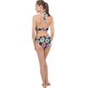 Colorful Donut Seamless Pattern On Black Vector Halter Side Cut Swimsuit View2