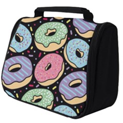 Colorful Donut Seamless Pattern On Black Vector Full Print Travel Pouch (big) by Sobalvarro