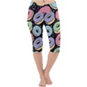 Colorful Donut Seamless Pattern On Black Vector Lightweight Velour Cropped Yoga Leggings View1