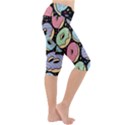 Colorful Donut Seamless Pattern On Black Vector Lightweight Velour Cropped Yoga Leggings View3