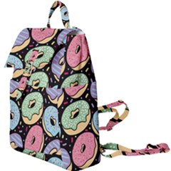 Colorful Donut Seamless Pattern On Black Vector Buckle Everyday Backpack by Sobalvarro