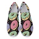 Colorful Donut Seamless Pattern On Black Vector Women s Slip On Sneakers View1