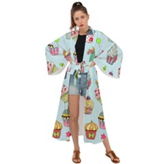 Cupcake Doodle Pattern Maxi Kimono by Sobalvarro