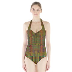 Colors From The Sea Decorative Halter Swimsuit by pepitasart