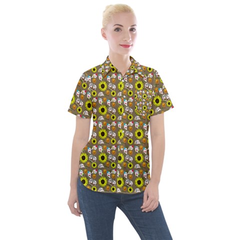 Hawaii Ghost Beige Women s Short Sleeve Pocket Shirt by snowwhitegirl