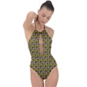 Hawaii Ghost Brown Plunge Cut Halter Swimsuit View1