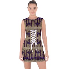 Rainbow Pearls Decorative Lace Up Front Bodycon Dress by pepitasart