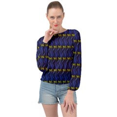 Blue Illusion Banded Bottom Chiffon Top by Sparkle