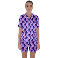 Digital Waves Satin Short Sleeve Pyjamas Set by Sparkle