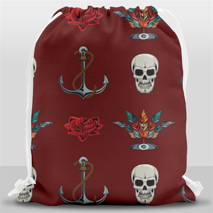 Tattoo Old School Background Pattern Drawstring Bag (Large)