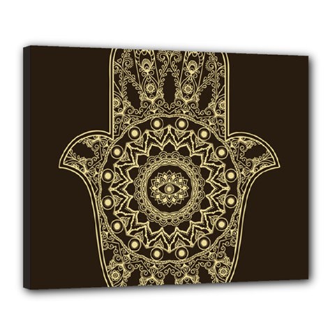 Hamsa Hand Drawn Symbol With Flower Decorative Pattern Canvas 20  X 16  (stretched) by Wegoenart