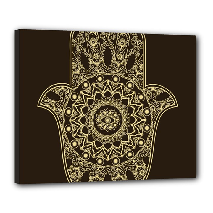 Hamsa Hand Drawn Symbol With Flower Decorative Pattern Canvas 20  x 16  (Stretched)